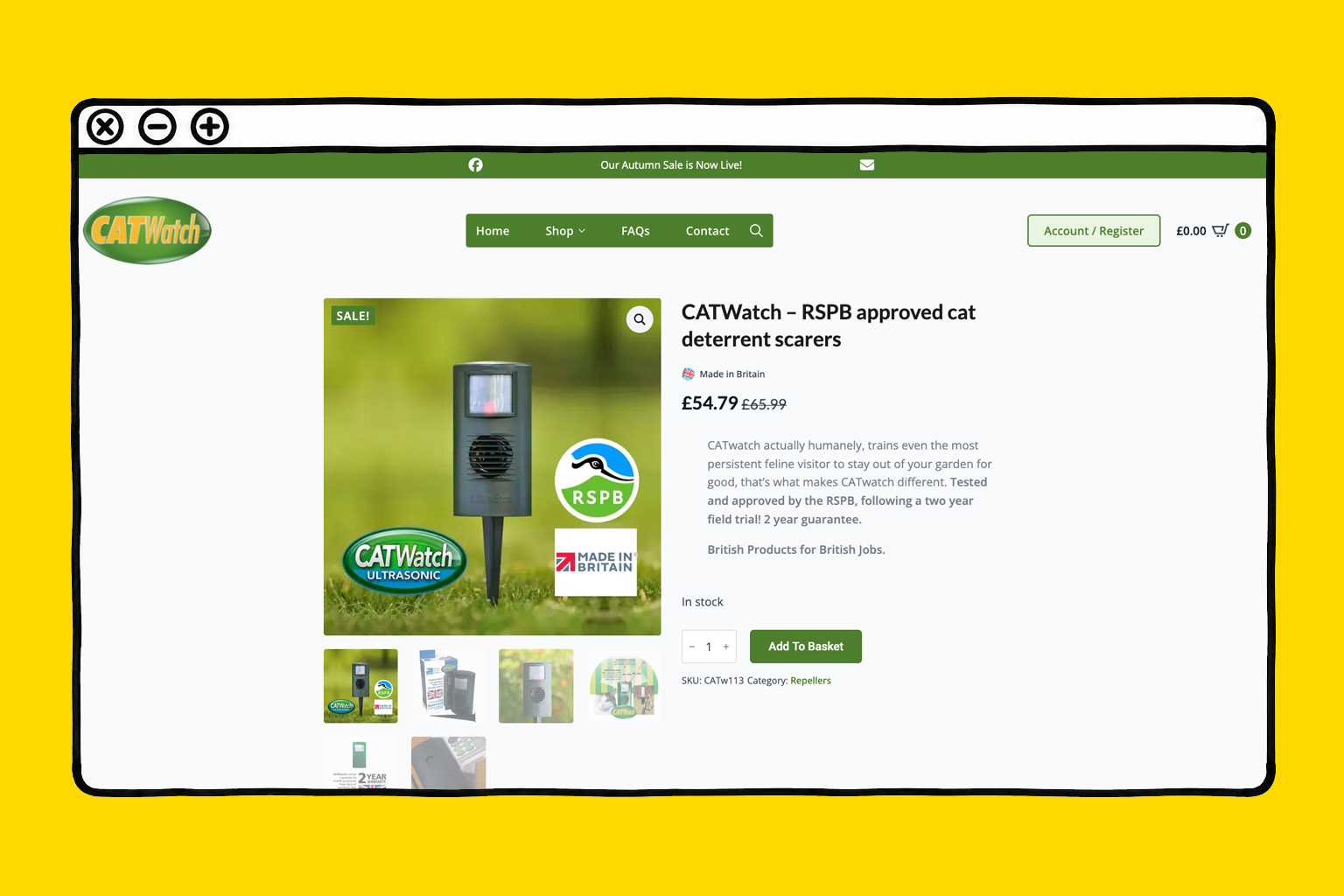 CatWATCH product page on desktop